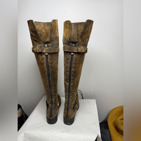 Tory Burch Tarulli Over-the-knee Boots Distressed Leather Sz 8.5 - Picture 11 of 16